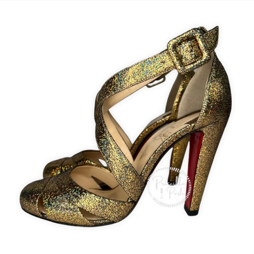 Christian Louboutin Gold Heels - Picture 6 of 14